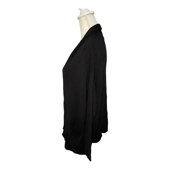 Adrienne Vittadini Women’s Medium 100% Corton Black Oversized Knit Cardigan - Picture 3 of 5
